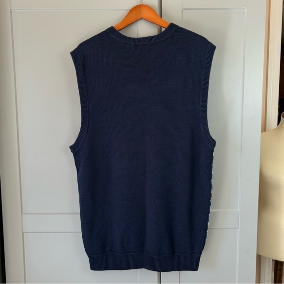 A. Tiziano Sweater Vest Mens 3XL Blue Wool Blend Geometric Pattern Snow Ski Gift - Picture 3 of 8
